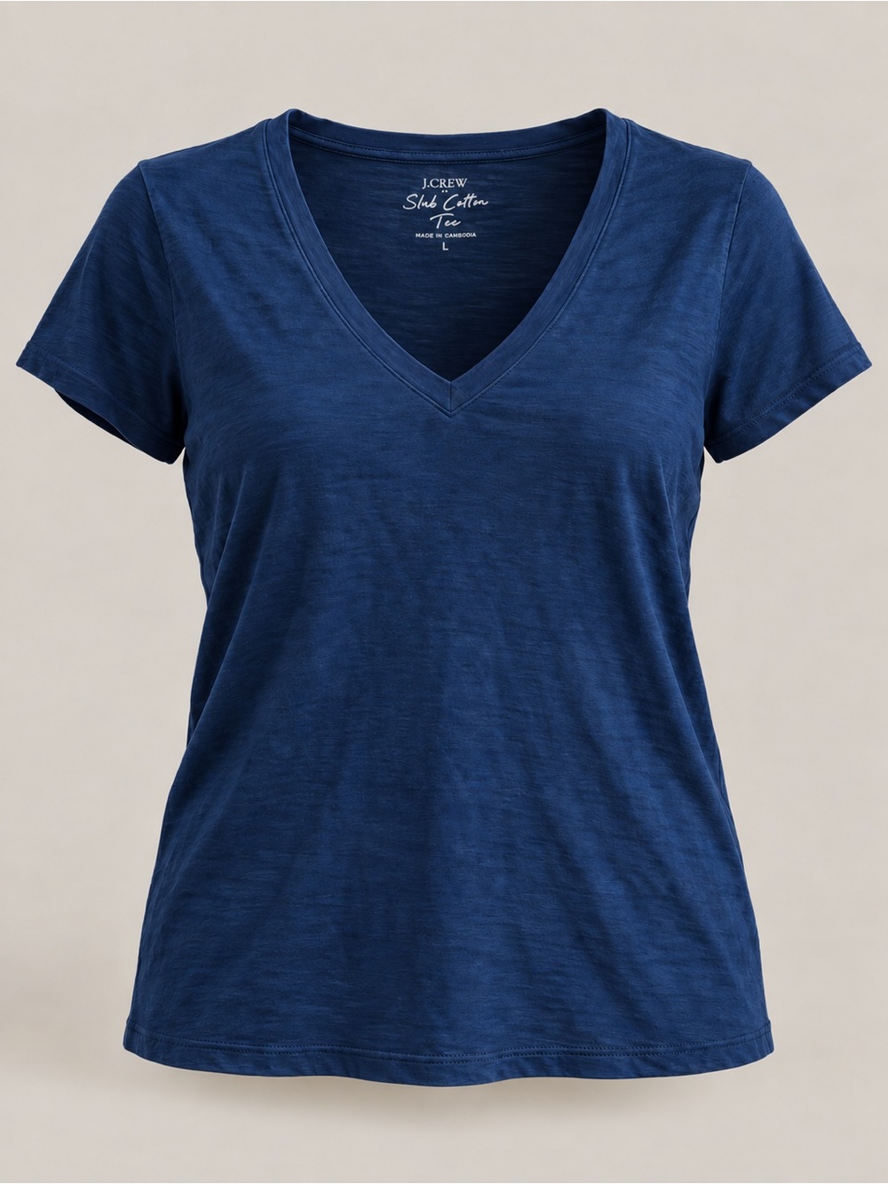 J.Crew Navy Slub Cotton V-Neck Short Sleeve Tee Large